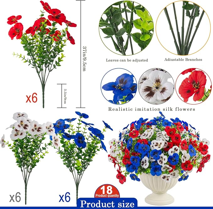 18 Pcs Artificial Fake Pansy Flowers - Image 2
