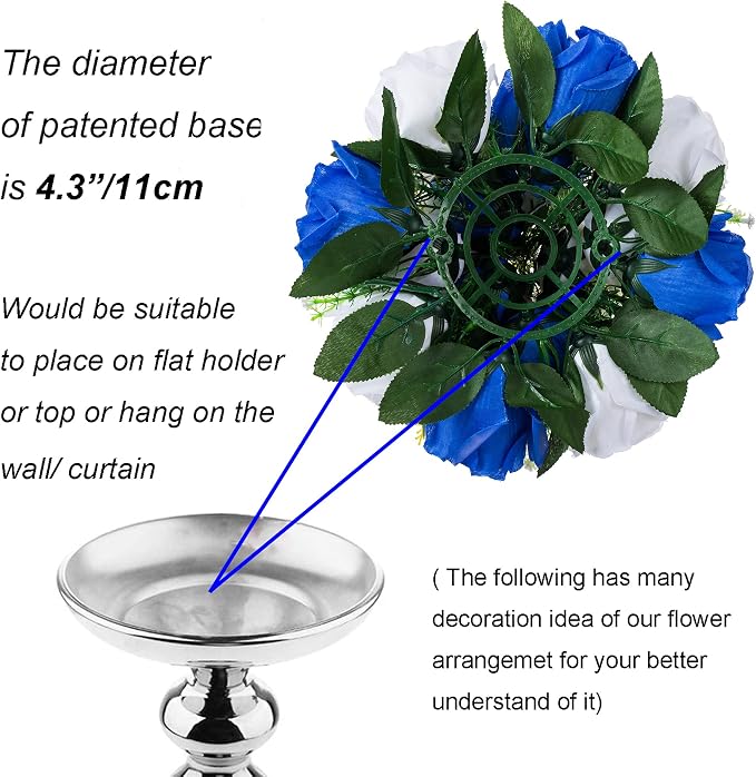 BLOSMON Royal Blue Artificial Flowers: 6 Pcs Fake Roses Flower Ball Centerpieces - Image 5