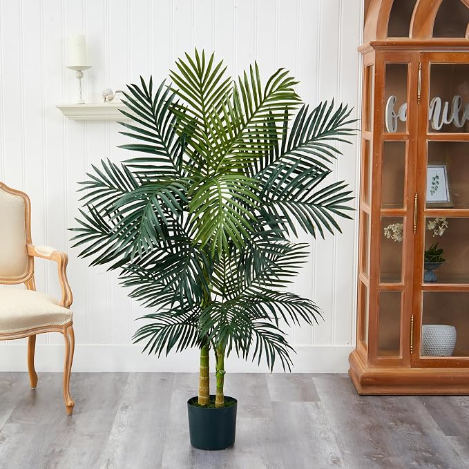 Nearly Natural 5 ft Artificial Golden Cane Palm Tree - Image 2