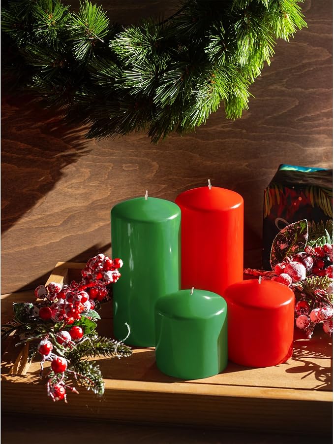 Green Pillar Candles Set of 3 - Image 6