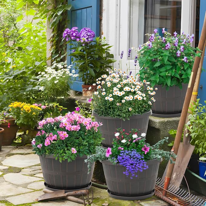 Quarut 4 Pack 14 Inch Large Plastic-Flower-Pots-for-Indoor-Outdoor-Plants | - Image 6
