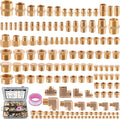 156PCS Brass Pipe Fittings Kit, 1/8" 1/4" 3/8" 1/2" 3/4" NPT | Brass Fitting by Ailbiuko