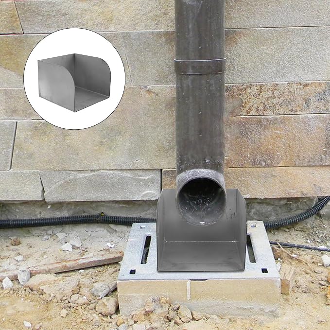 Rain Gutter Drain Extension Downspout Stainless Steel Splash Block | Silver - Image 9