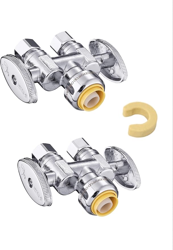 2PC EFIELD Push Fit 1/2" x Dual 3/8" OD Compression Straight Stop Valve | 1/4 by EFIELDPEXTUBING