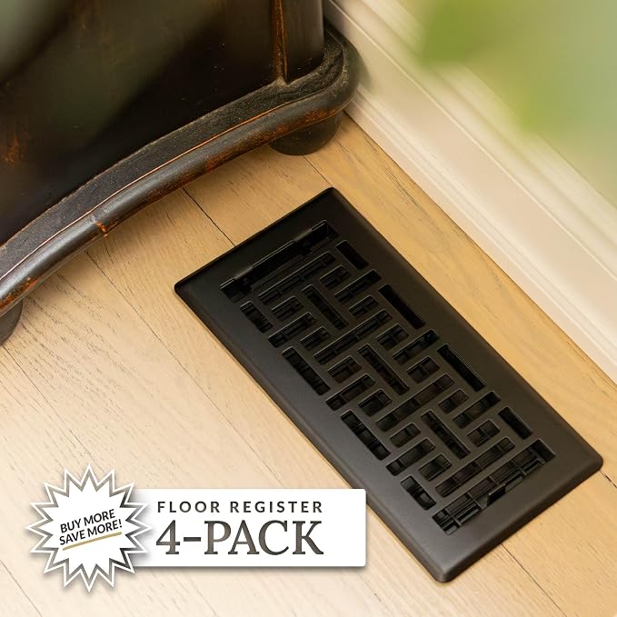 Decor Grates Oriental Floor Register, 4x10 Inches, Textured Black - Image 5