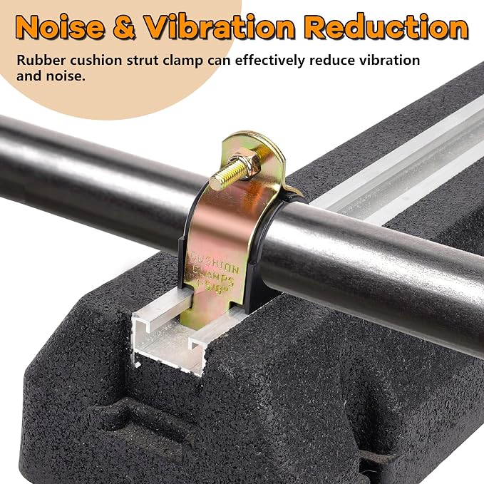 6 Pack Rubber Cushion Strut Clamp, 2-5/8" OD Pipe Strut Clamps - Image 5