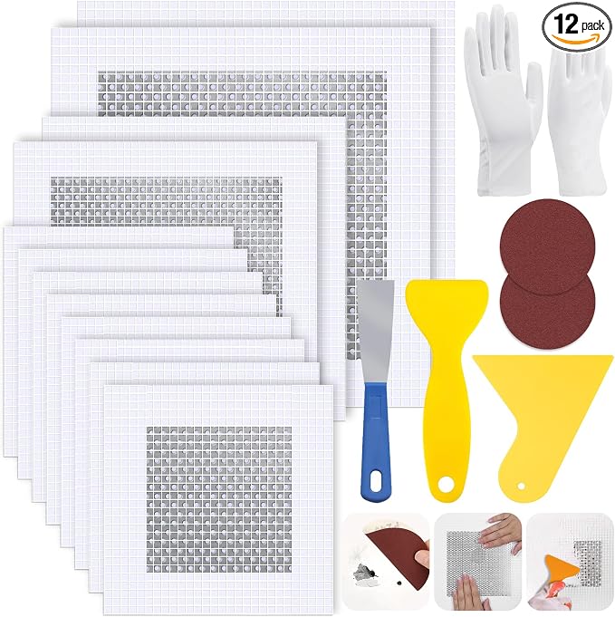 12 PCS 4/6/8 Inch Wall Repair Patch Kit, Aluminum Mesh Dry Wall Hole Repair by LifeisLuck