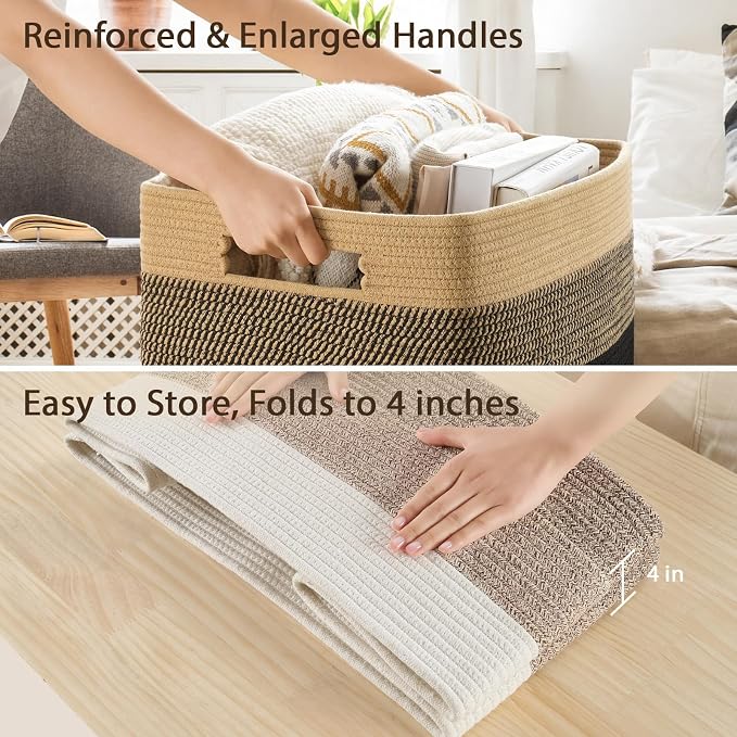 Optish 75L Large Woven Blanket Basket, Storage Basket - Image 5