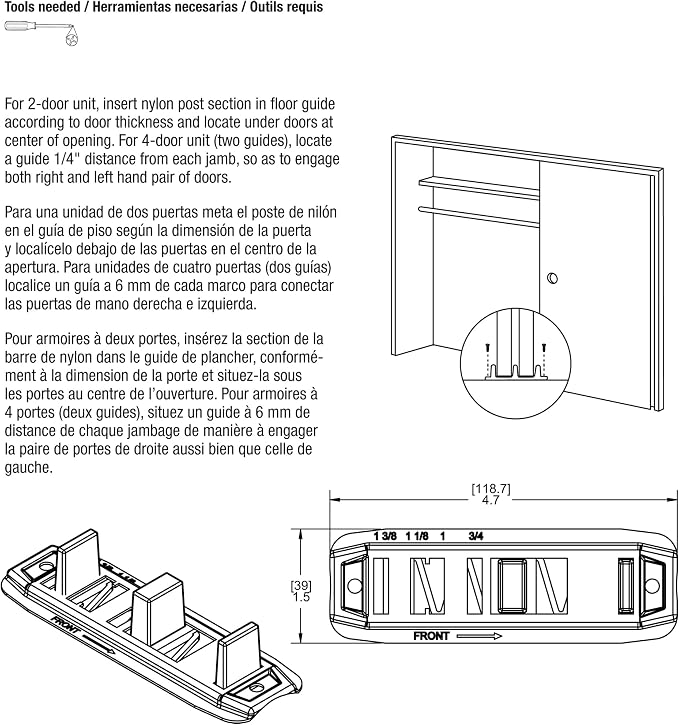 Prime-Line N 6560 Stamped Steel, Adjustable, Closet Door, Floor Guide | 2 Pack - Image 7