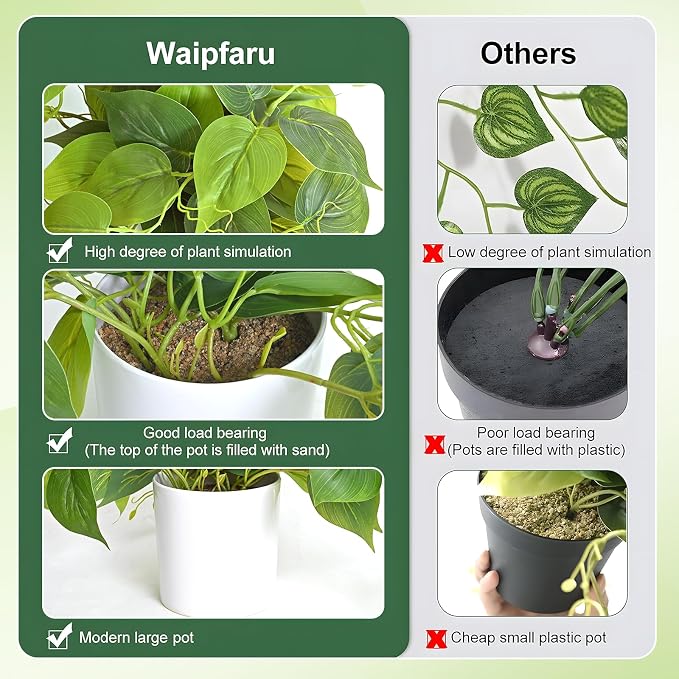 Fake Plants, Artificial Plants Indoor, Realistic Durable, Fake Pothos - Image 5