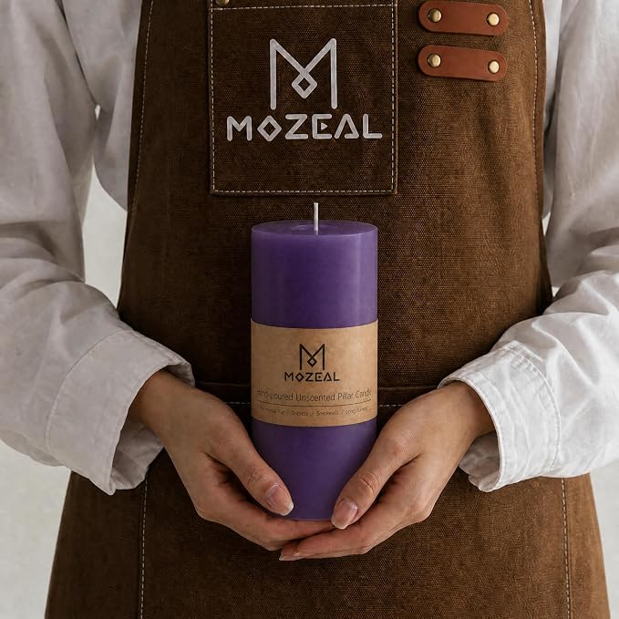 MOZEAL 3" x 6" Hand-Poured Unscented Candle, Dripless Pillar Candle Set of 3 - Image 2