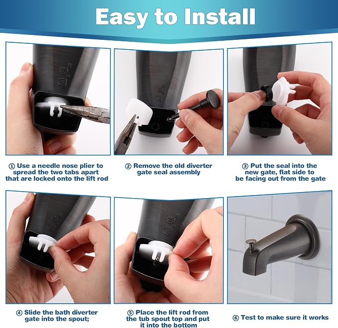 Enhon 2 Set Tub Spout Diverter Repair Kit | Includes 2 x Diverter Valve Stems - Image 7