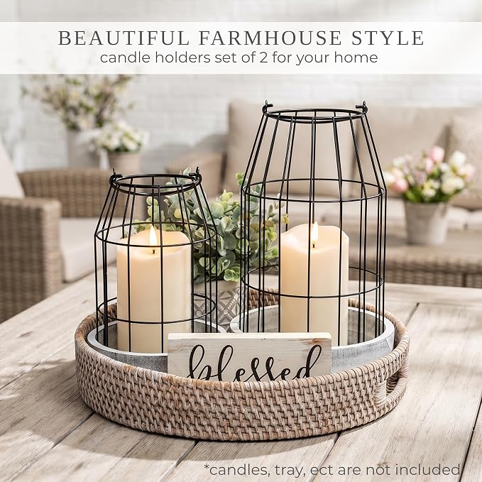 Rustic Farmhouse Lantern Decor Set of 2 - Image 5