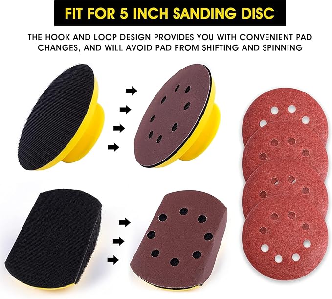 Sanding Blocks 5 Inch Hook and Loop Sanding Block 2 PCS Round and Mouse Hand - Image 4