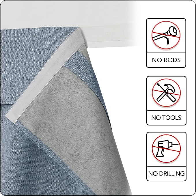 RYB HOME Linen Door Curtain 100% Blackout French Door Blinds - Image 6