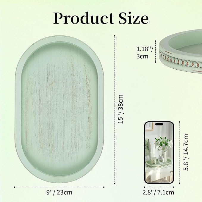 Hanobe 15" Sage Green Decorative Trays - Image 6