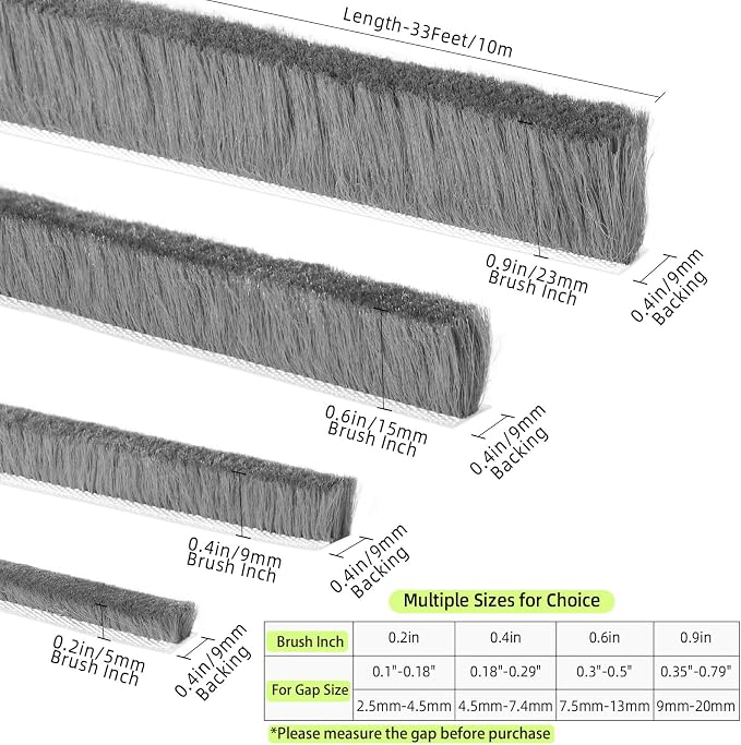 Felt Pile Weather Stripping for Doors, Self Adhesive Draft Blocker, Dust - Image 3