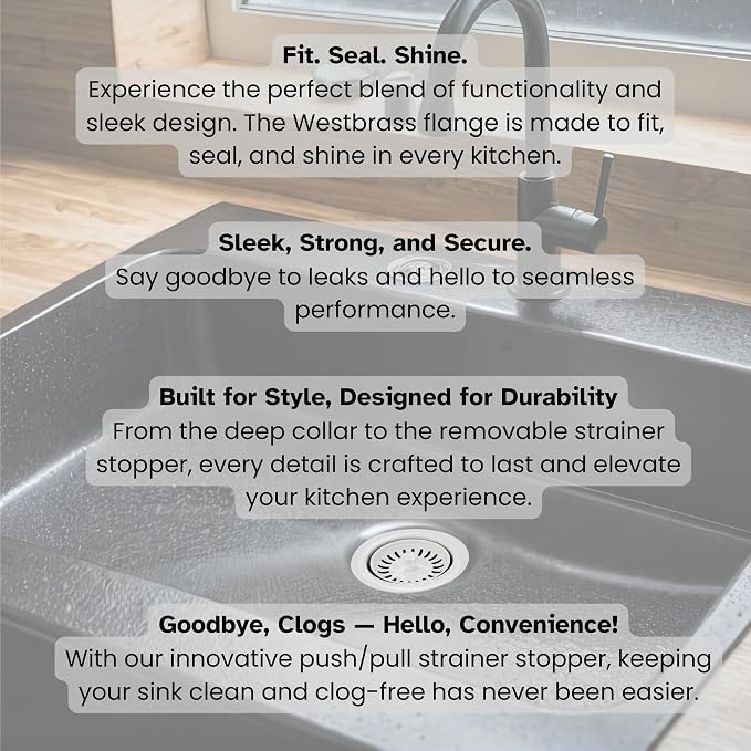 Westbrass D2082S-50 3-1/2" Extra-Deep Collar Kitchen Sink Waste Disposal Flange - Image 7