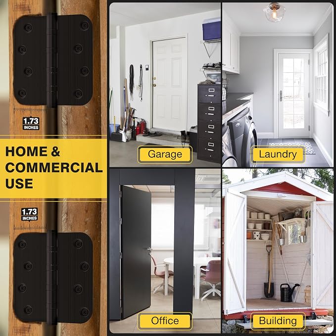KOLET Ball Bearing Door Hinges, 4 x 4 Inch, 5/8" Radius, Matte Black, 6 Pack | - Image 6