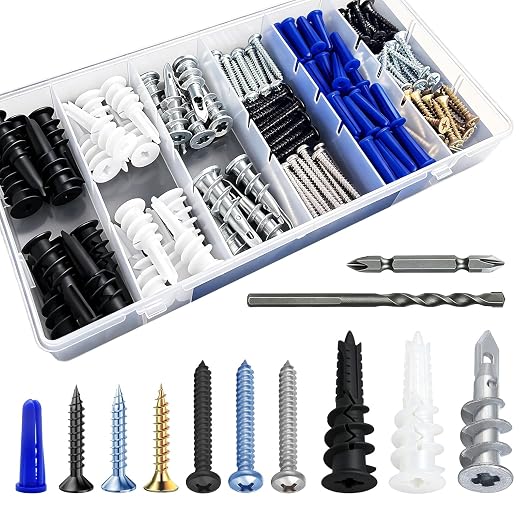 Self-Drilling Drywall Anchors Assortment Kit – 182 Pcs by Wensilon
