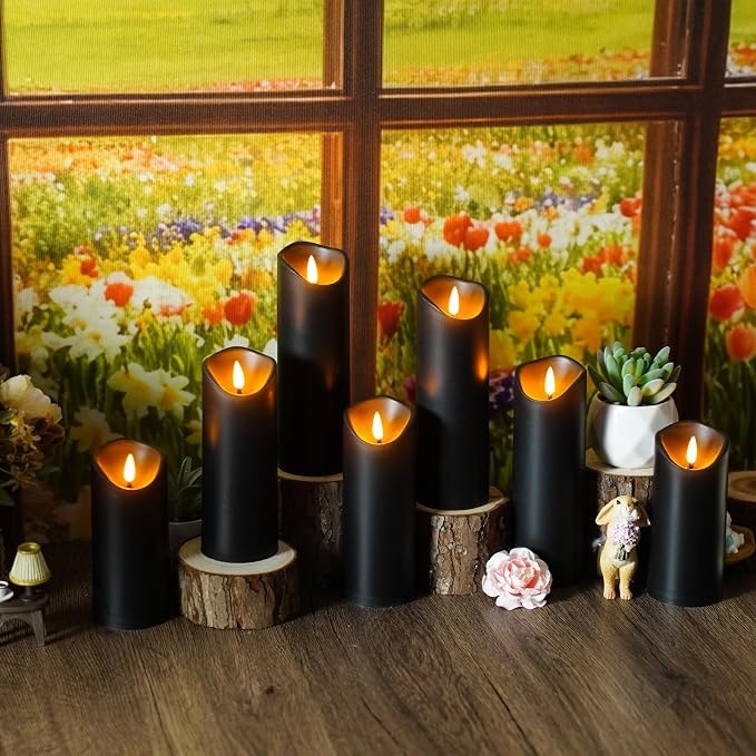 kakoya Flickering Flameless Candles, Battery Operated Plastic LED Pillar Candles - Image 6