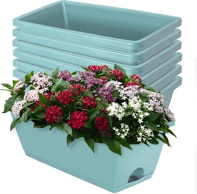 LOCONHA 7 Pack Window Box Planter, Plastic Vegetable Flower Planters Boxes | 17 by LOCONHA