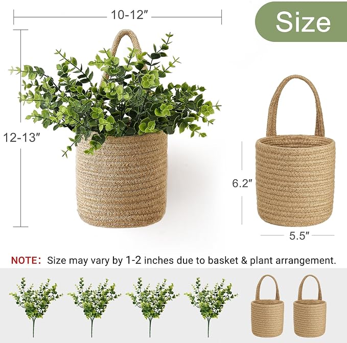 Dahey 2Pcs Woven Hanging Wall Basket 5.5"W×6.2"H - Image 3