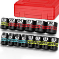 14 Piece 1/2" Drive Impact Socket Set, 11 mm-32 mm Shallow Socket, 6 Point by Aiourx