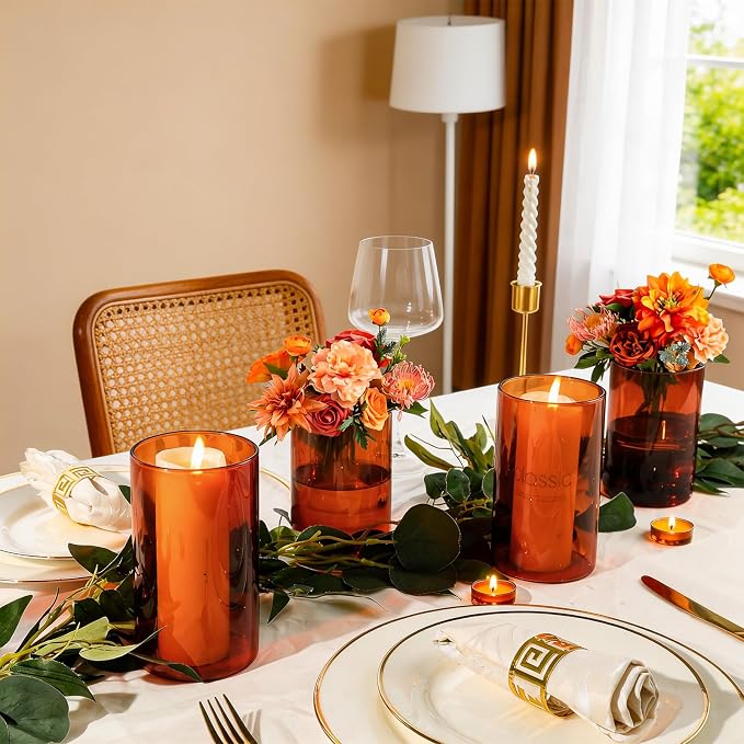 12pcs 6 Inch Amber Glass Cylinder Vases - Image 7