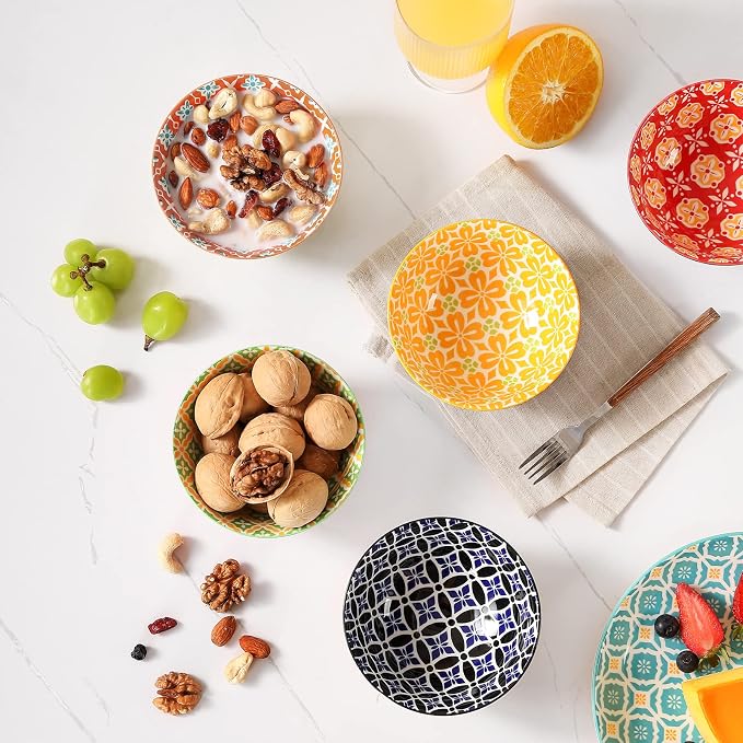 Metahom Small Ceramic Bowls, Colorful Dessert Bowls 10 Oz, 4.75" Decorative - Image 7