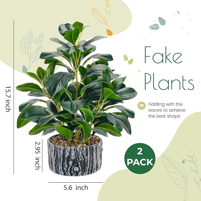 Der Rose 15.7" 2Pcs Faux Money Leaf Plants Indoor - Image 3