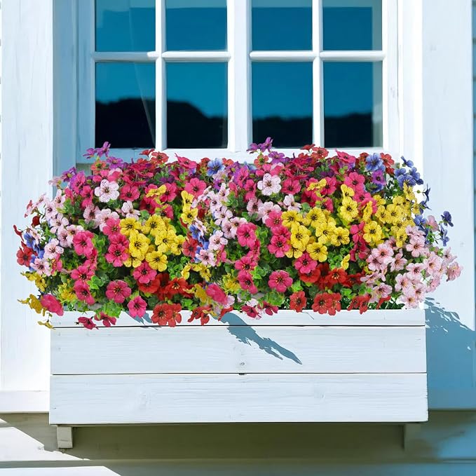 12 Pcs Artificial Flowers for Outdoors Decorations, UV resistant, faux plastic - Image 7