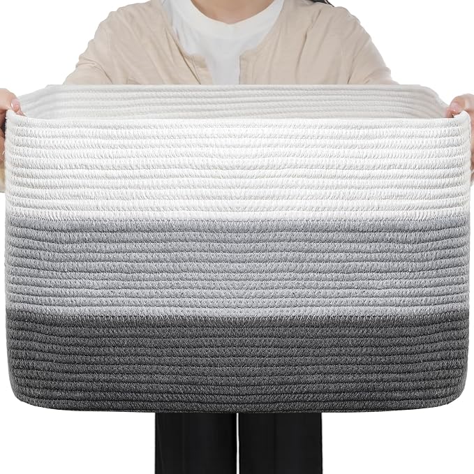 Optish 75L Large Woven Blanket Basket, Storage Basket by Optish