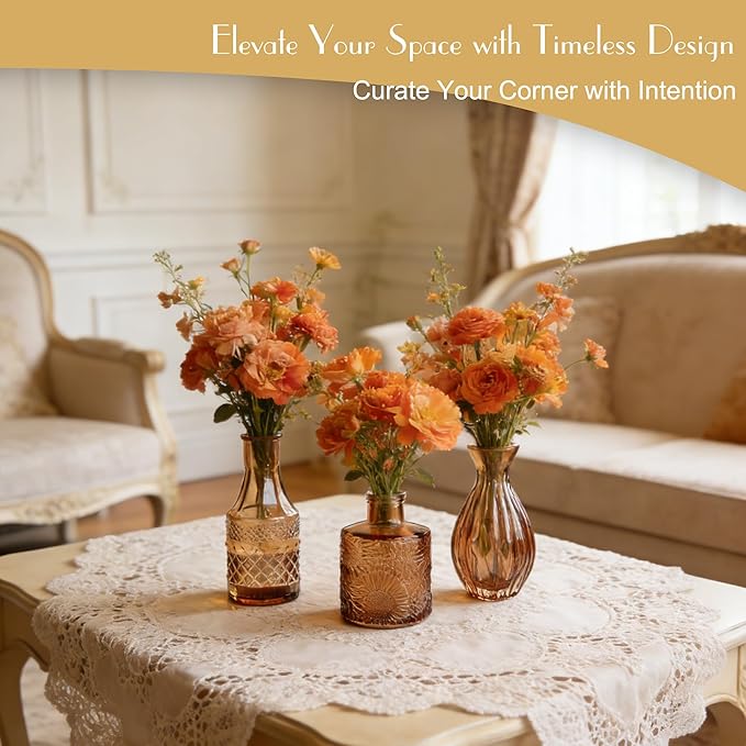 Petal Petite Small Amber Glass Bud Vase Set of 6 - Image 5
