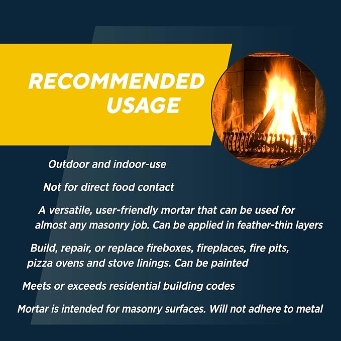 Rutland Fire Brick & Mortar Kit, Dry Mix 211 Refractory Mortar, Masonry & Fire - Image 6