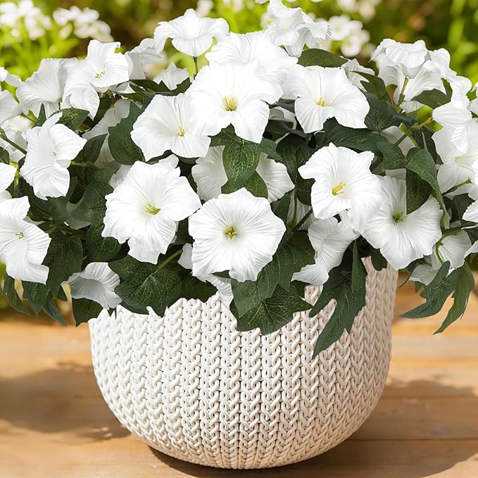 Artificial Flowers for Outdoors, Faux Petunias Spring Summer Decoration by ArtistryThatNeverWithers