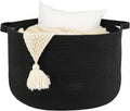 XUANGUO Extra Large Cotton Rope Round Storage Basket 22" x 14" Black | Woven by XUANGUO