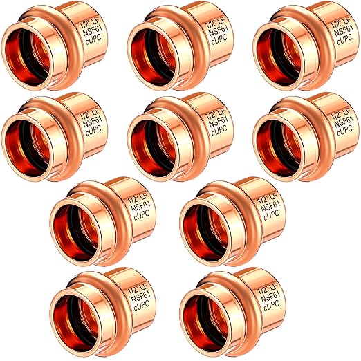 Therwen 10 Pcs 1/2-inch Copper Pipe Press Fittings, 90 Degree Elbow Coupling by Therwen