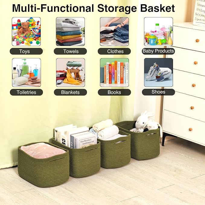 ICERZCZ Storage Basket for Shelves, Small Baskets for Organizing, Woven Cotton - Image 4