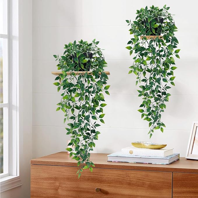 2Pcs Fake Hanging Plants with Pot Eucalyptus Leaves Fake Vines | UV Resistant - Image 7