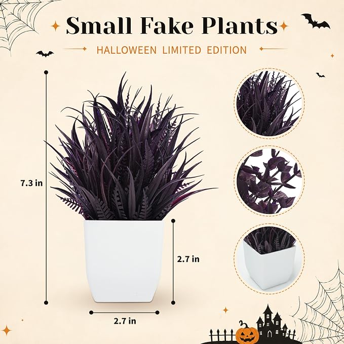 Der Rose 2 Pack Plum Small Fake Plants - Image 2