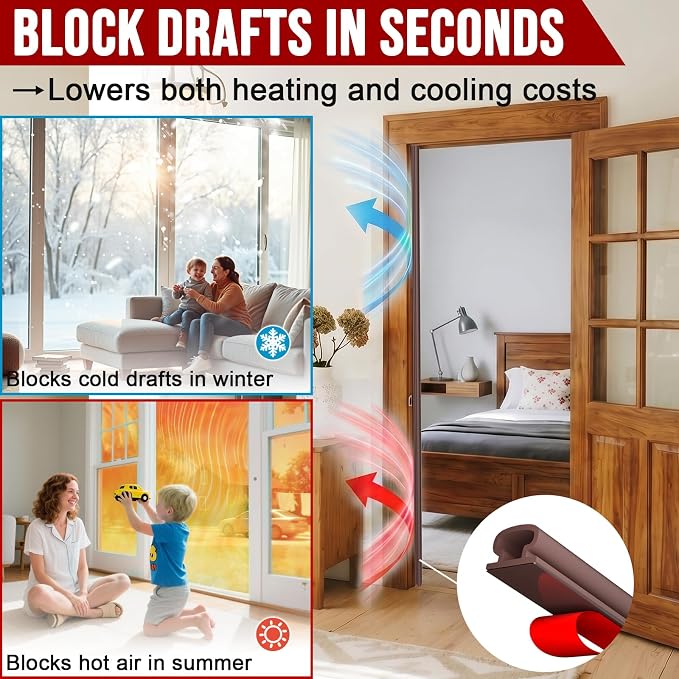 alophoty Door Weather Stripping Door Seal Strip, 0.35"x0.24" | Self-Adhesive - Image 2