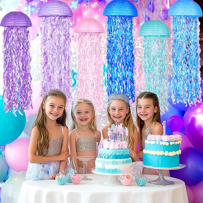 OBXT 10" Mermaid Jellyfish Lanterns – Pink Purple Blue Decorations - Image 3