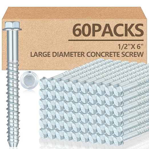 Tandefio 60 Pack 1/2 x 6 Concrete Anchors and Screw Kits Galvanized | Large by Tandefio