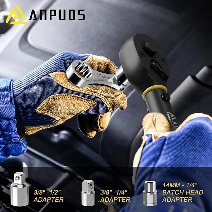 17 Pcs Metric Torque Adapter Set, 12-Point Extension, 3/8" | 1/2''+1/4'' + Bit - Image 4