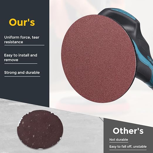 HARFINGTON 80Pcs 5Inch Sanding Disc Hook & Loop Sandpaper Aluminum Oxide | - Image 4