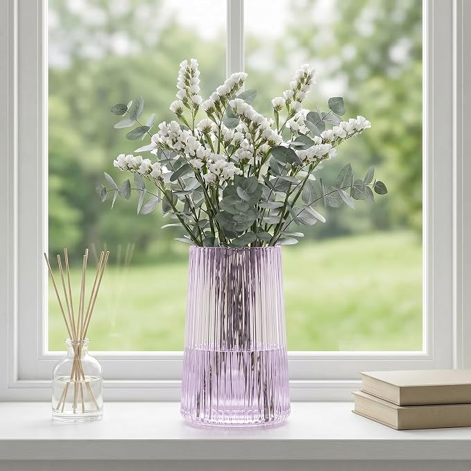 Purple Glass Vase for Flower, Flower Vase for Bouquet, Modern Glass Vases - Image 2