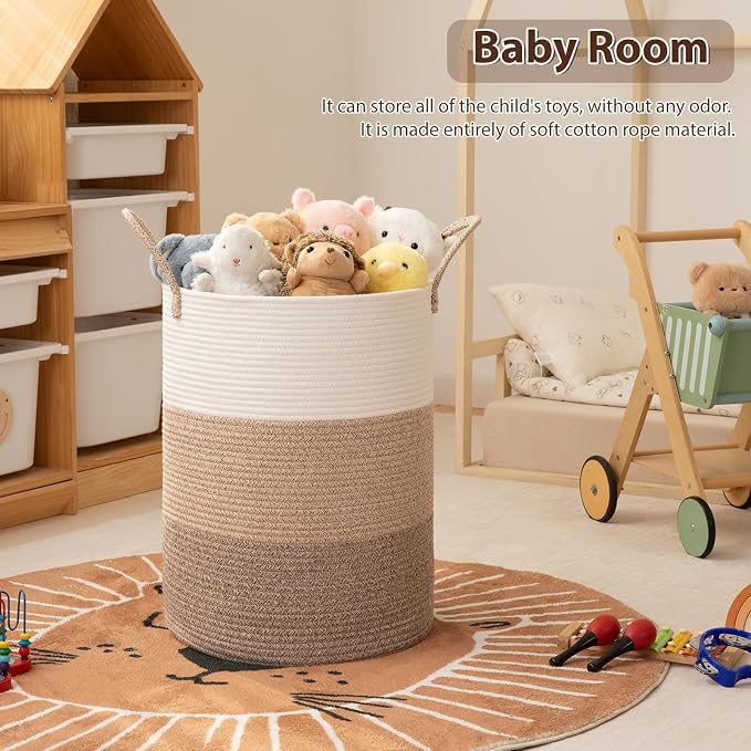 OIAHOMY 60L Nursery Hamper Laundry Basket Laundry Hamper Gradient Brown | - Image 8