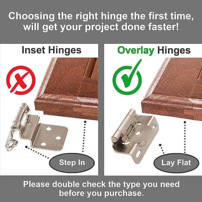 60 Pack 1/2" Overlay Brushed Nickel Cabinet Hinges - Image 8