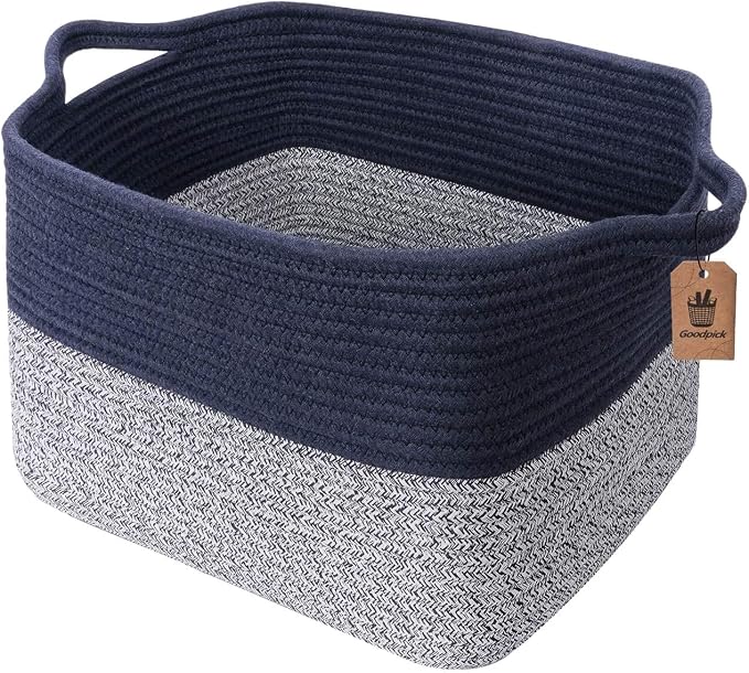 Goodpick Woven Storage Basket for Shelves, Cotton Rope Baskets for Books by Goodpick